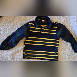 Vintage 90's Boys Tommy Hilfiger Kids Striped Navy and Yellow Shirt